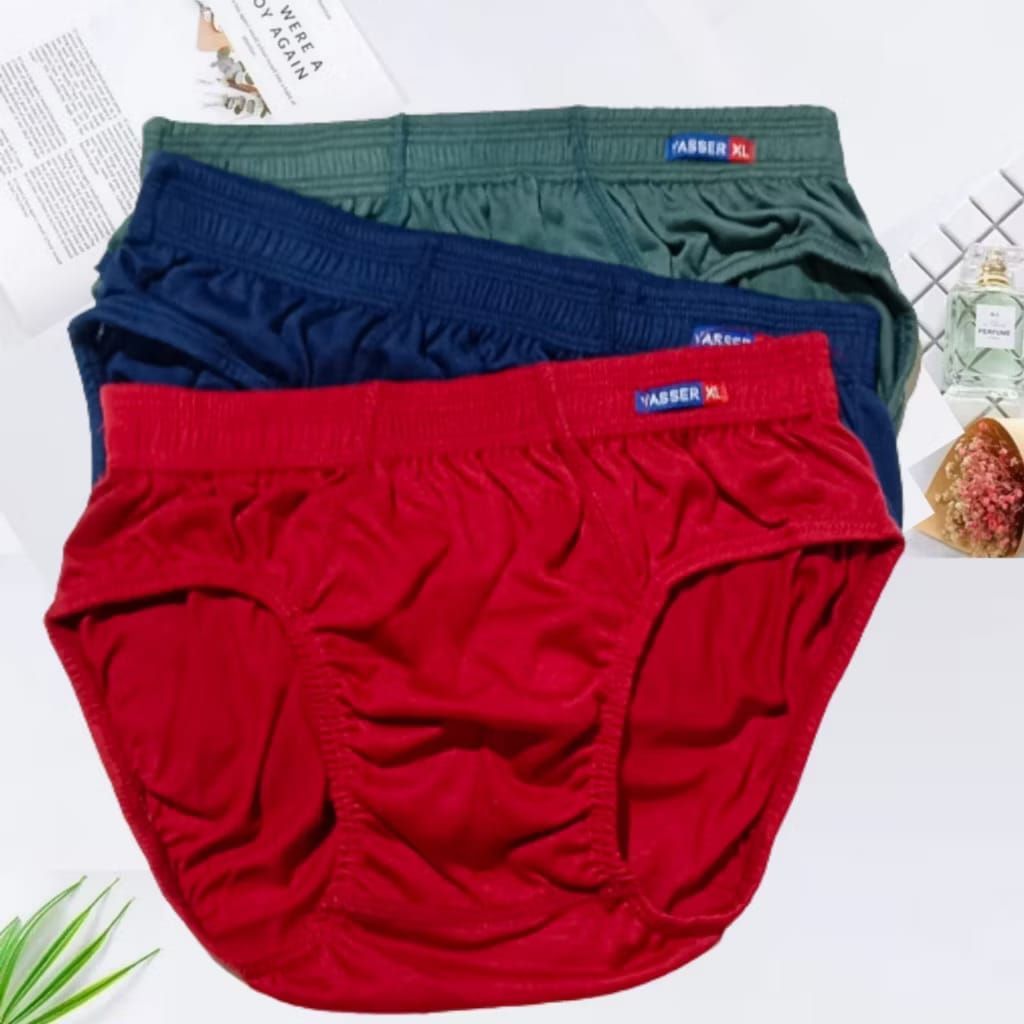 Celana Dalam Pria YASSER Dewasa | 3 Pcs Atau 1/2 LUSIN | CD Bahan KATUN Celana Dalam