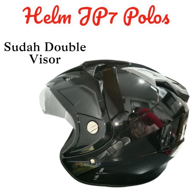 HELM HELMET HELEM JP7 DOUBLE VISOR JM SNI ORIGINAL HITAM KILAT