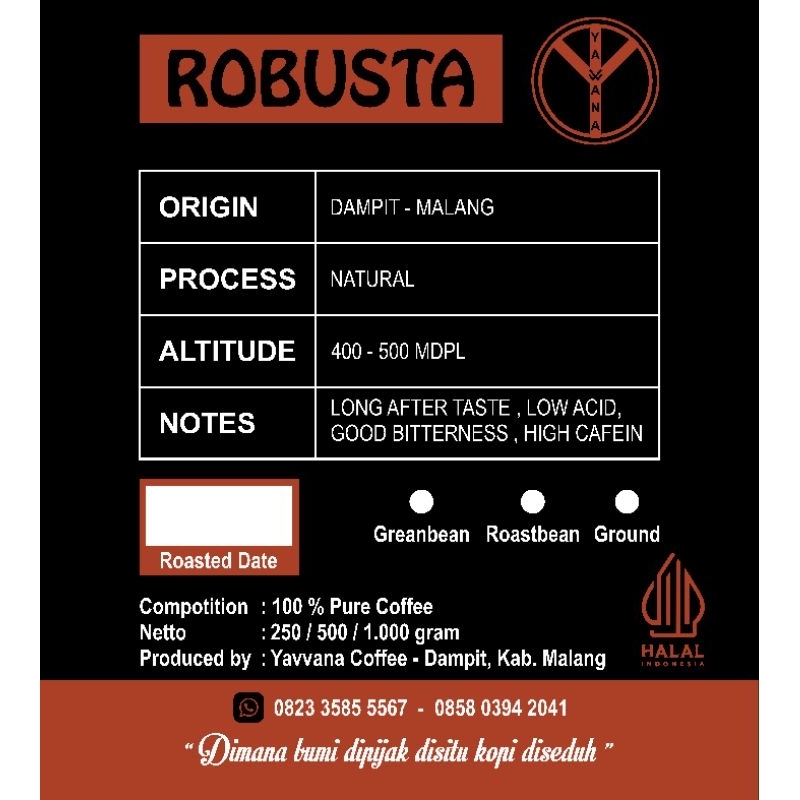 

Kopi Robusta Dampit 250 gram