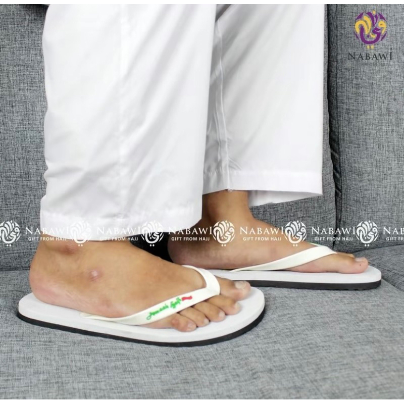 Sendal jepit sendal jepit haji dan umroh putih polos perlengkapan haji dan umroh Karet Pria Wanita