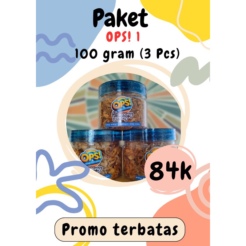 

Paket Bawang Goreng Ops! 1 (100 Gram) 3 Pcs