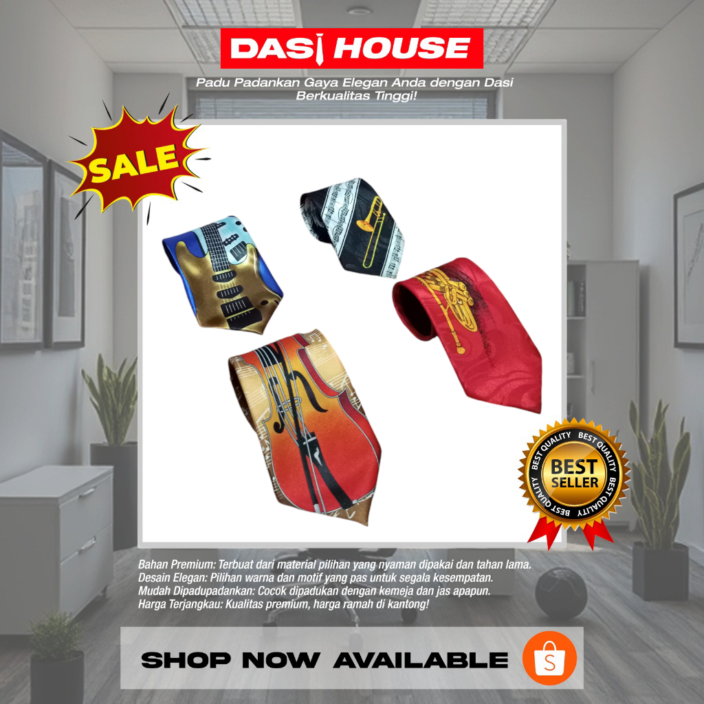 Dasi Motif Alat Musik/Band