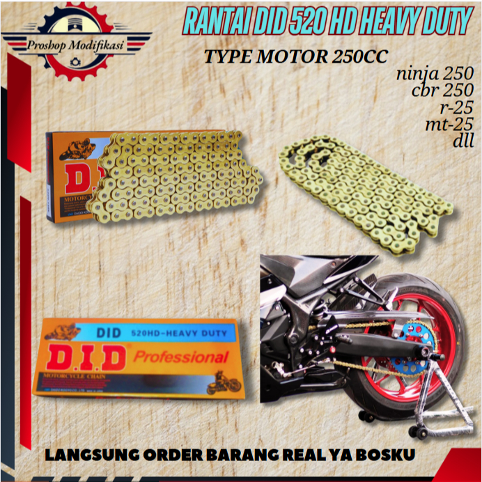 RANTAI GOLD ninja 250,ninja z250,rr mono 520 rantai gold RANTE - 520HSBT, GOLD UNIVERSAL CC250
