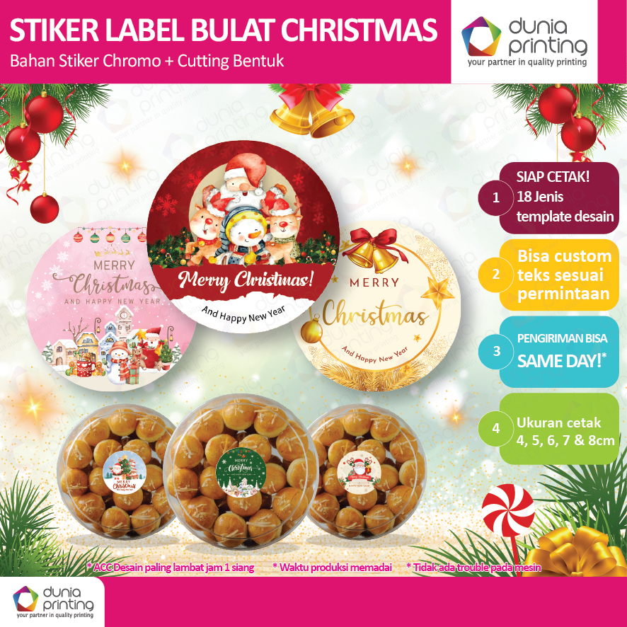 

Stiker Natal thank you bulat ekonomis 4 cm