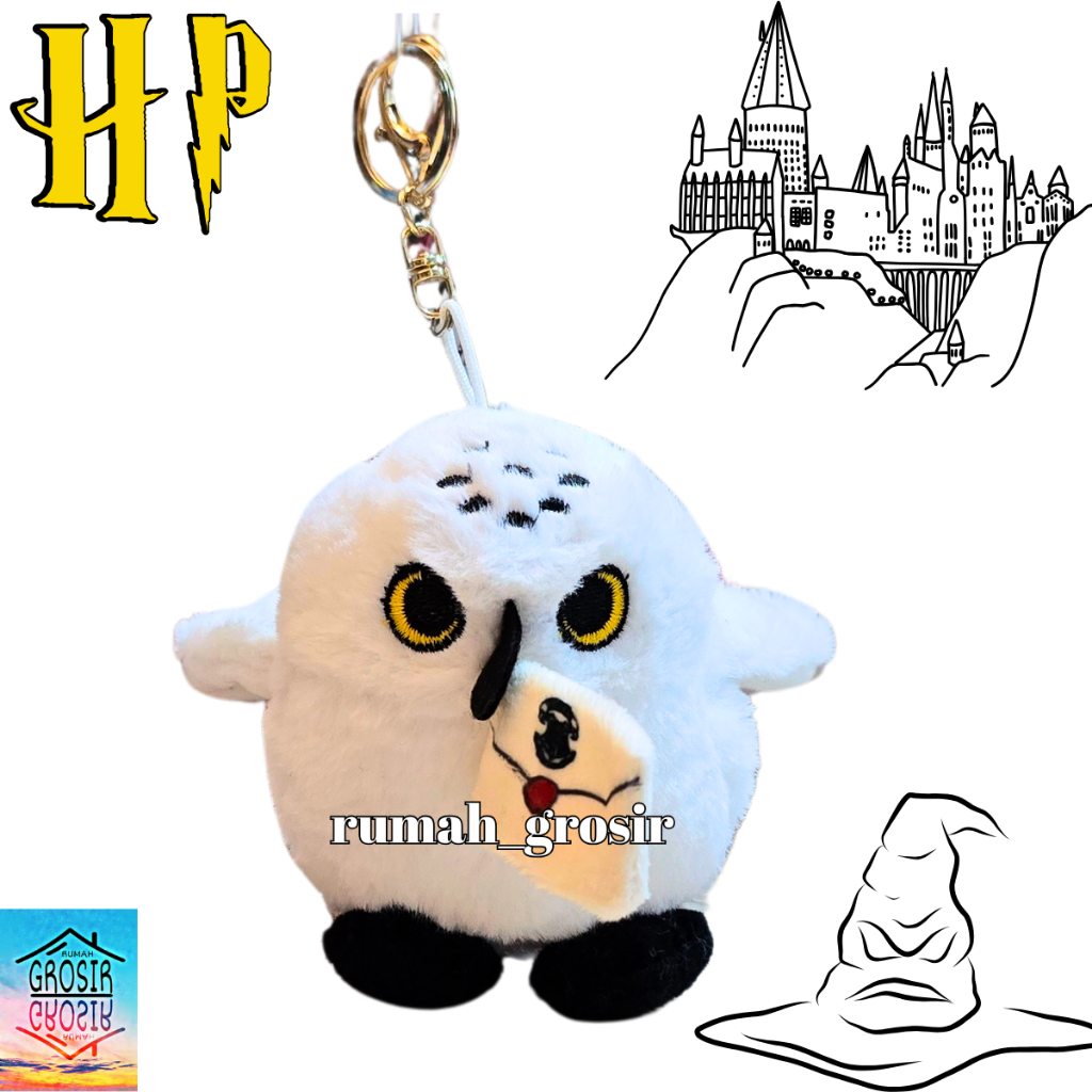 Gantungan Kunci Boneka Hedwig Owl Harry Potter Plush Doll