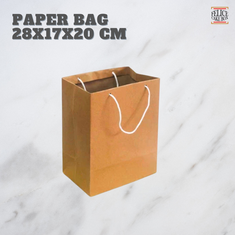 

PAPER BAG 28X17X20 CM / TAS KERTAS / GOODIE BAG KRAFT / TAS BELANJA KRAFT