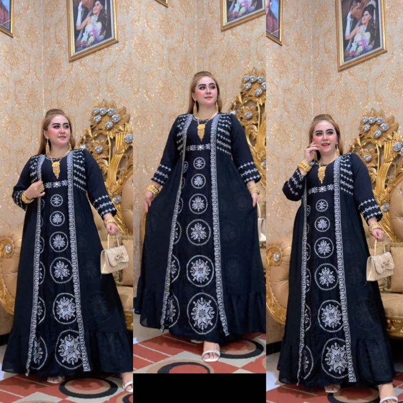 gamis hindi bordir rompi hindi