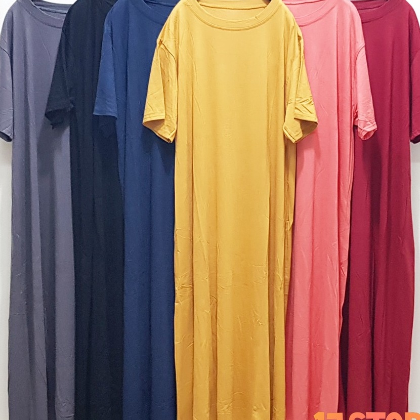 KF7 midi dress bahan kaos adem melar terusan wanita size bahan kaos midi jumbo kekan