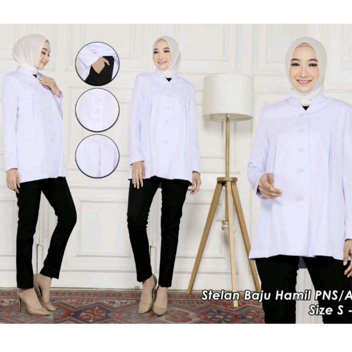 HJ6 Seragam Hamil Hitam Putih  Seragam PNS hamil  Baju Hitam Putih Hamil  Baju PNS Hamil Hitam Putih