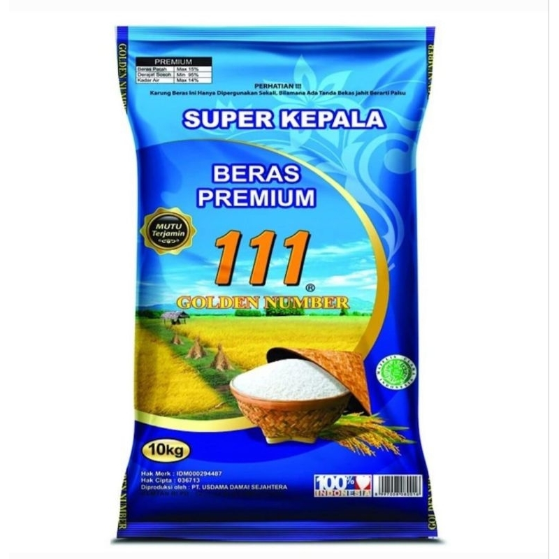 

medan, beras premium golden number 111 biru @10kg