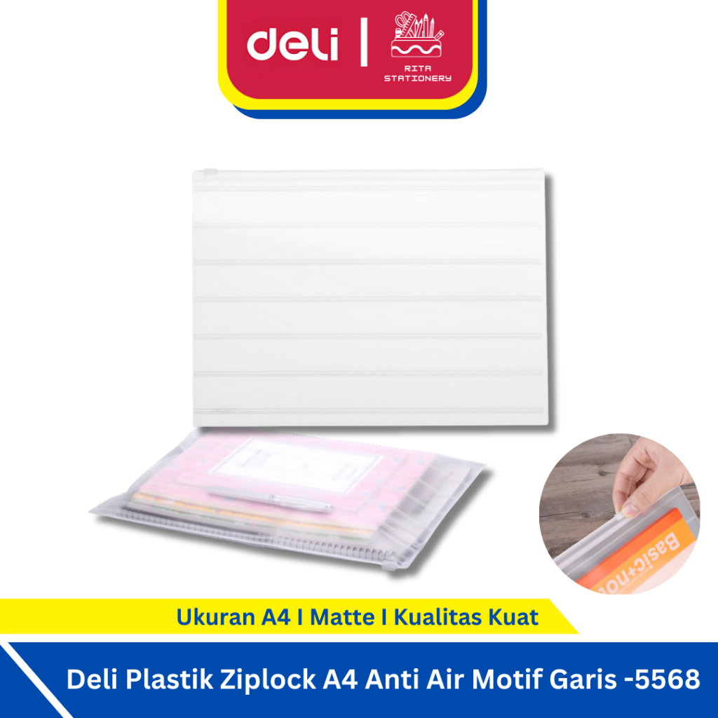 Deli Plastik Ziplock A4 Anti Air Motif Garis - 5568
