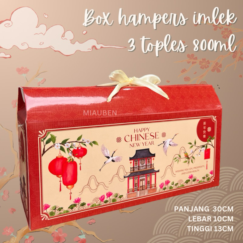 

Kotak kue imlek box hampers 3 toples tabung 800ml