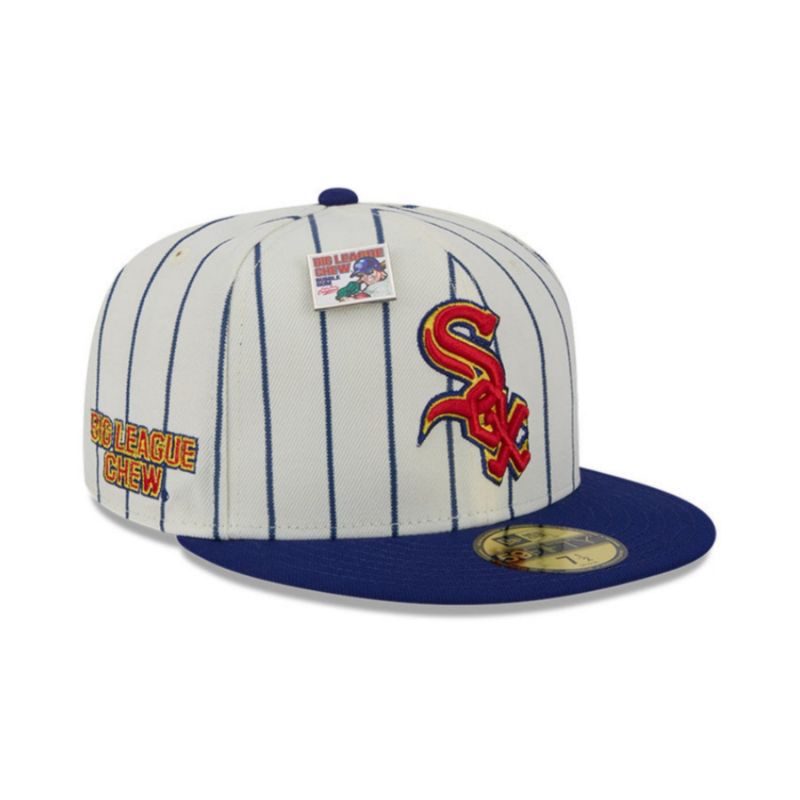 Topi New Era Cap Chicago White Sox Big League Chew Stripes 59Fifty Fitted Hat Original