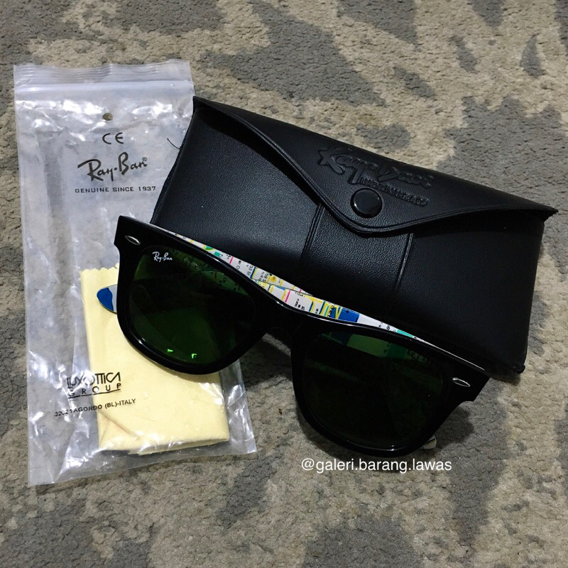 KACAMATA RAY-BAN LONDON MAPS (RB 2140 1028) WAYFARER ORIGINAL NERO