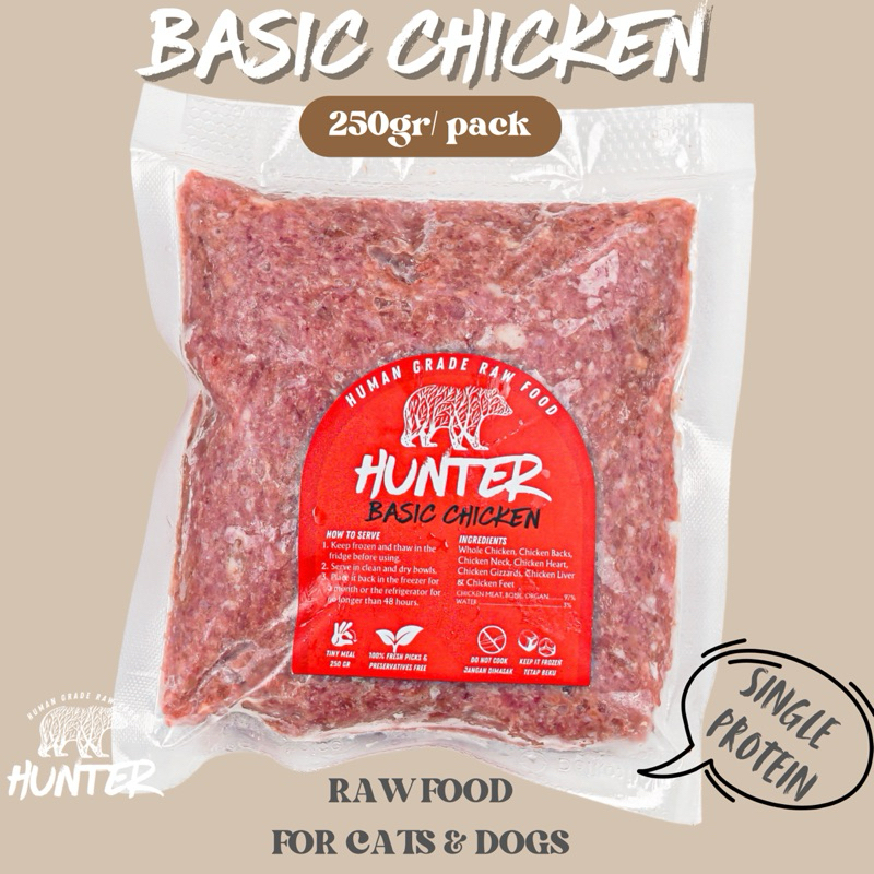 Hunter Raw Food | DAGING AYAM GILING (RAW FOOD) 250 gr - BASIC CHICKEN | Makanan hewan Murah| Dog Fo