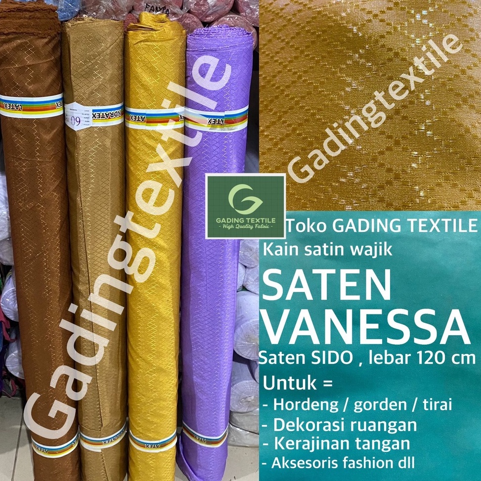per setengah meter kain SATEN VANESSA satin wajik sido meteran lebar 12 cm bahan tirai gorden horden