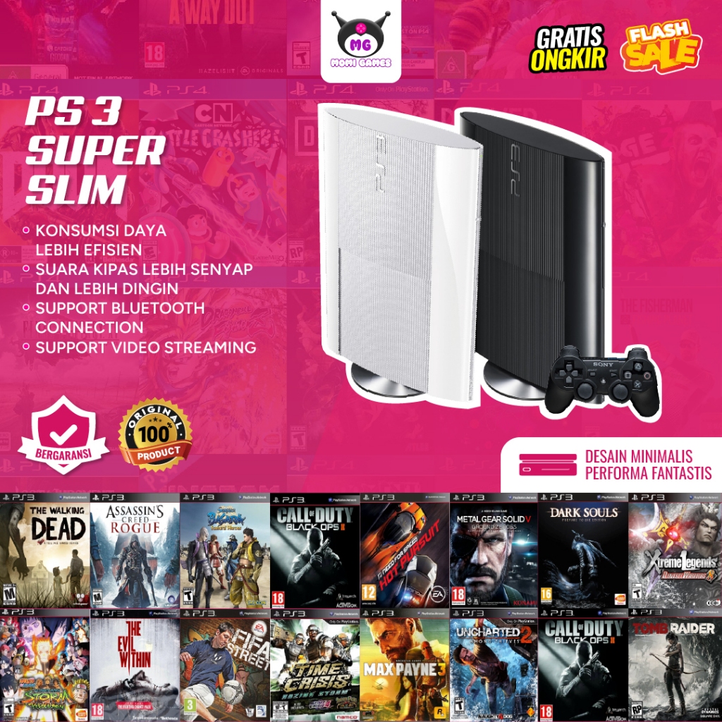 PS3 Super Slim Sony Second Bundle Stick 1TB / 500GB / 320GB / 250GB / 160Gb - Playstation 3 Super Sl