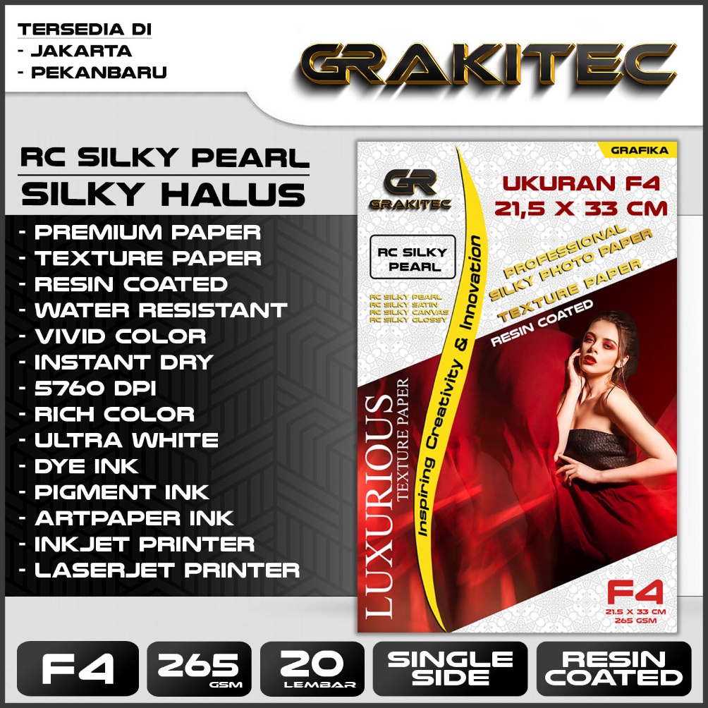 

Buruan Beli Kertas Foto Silky Texture F4 Professional Silky Glossy Photo Paper 265 Gsm Motif Pearl Canvas Satin Luster Resin Coated G96