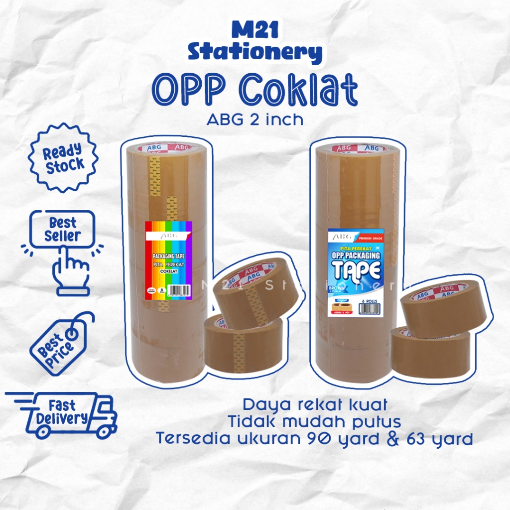 

(1 PCS) ISOLASI OPP COKLAT ABG 90 YARD & 63 YARD / 2 INCH WARNA COKLAT LAKBAN SOLASI BESAR PEREKAT PREMIUM ALAT PACKING WARNA COKLAT SELOTIP 2" LEM BAHAN PLASTIK MURAH ALAT TULIS KANTOR SEKOLAH ATK / M21 STATIONERY JOGJA