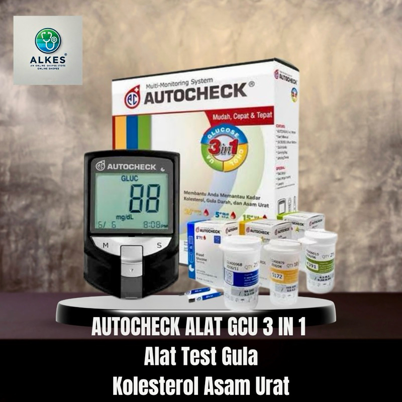 AUTOCHECK ALAT GCU 3 IN 1 Alat Test Gula Kolesterol Asam Urat