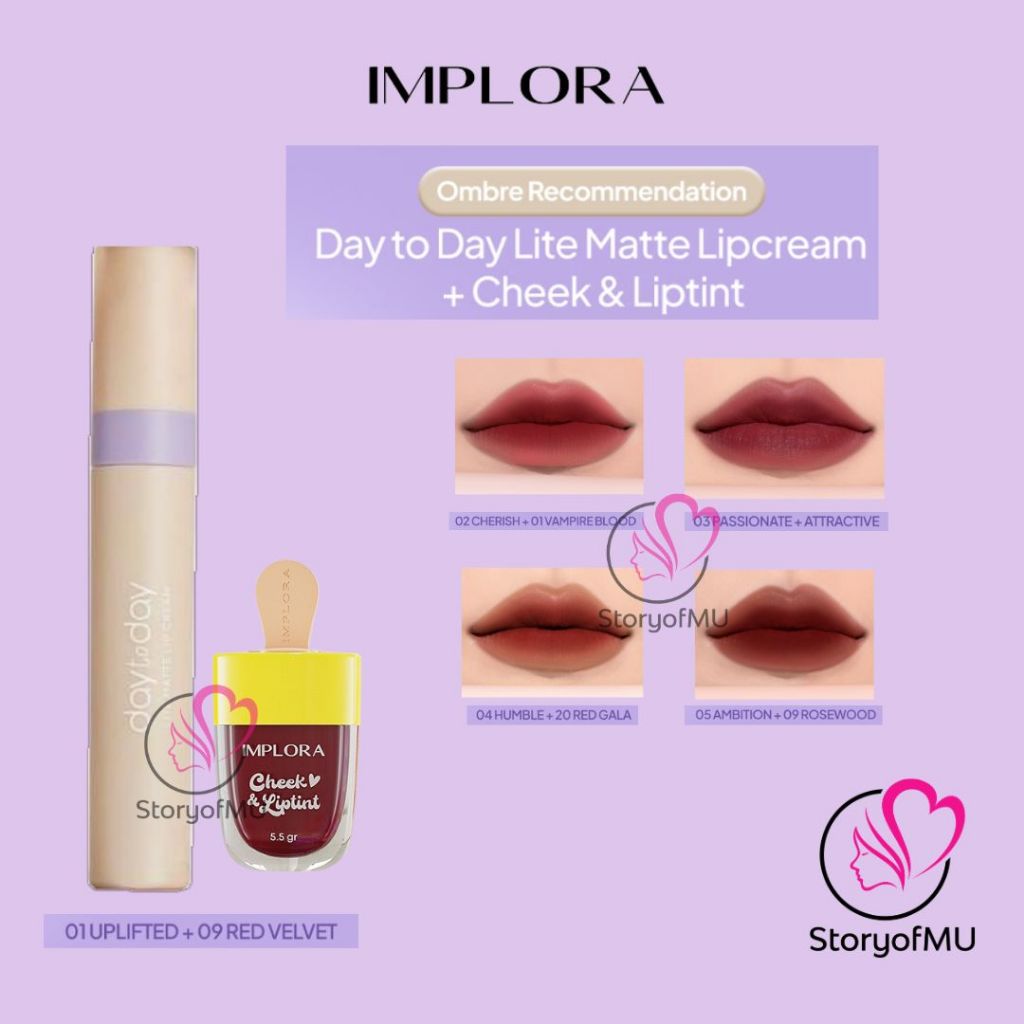 StoryofMU - [PAKET OMBRE] IMPLORA Day To Day Lite Matte Lip Cream - Urban Lip Cream - Lip Velvet - C