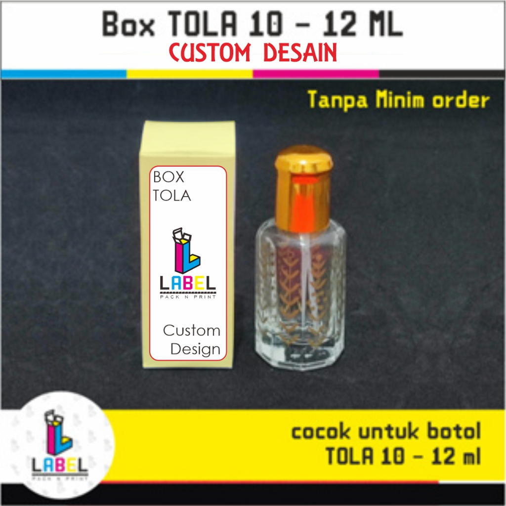 DUS / BOX PACKAGING BOTOL TOLA 10 - 12 ml (cm) CUSTOM FULLPRINT