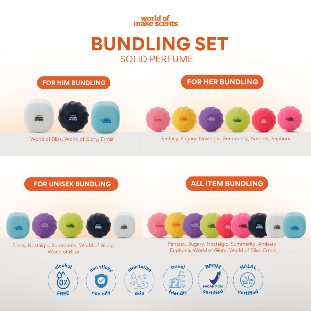 [Bundle Set] WOMS World Of Make Scents Local Solid Perfume | Parfum Solid | Farfum Padat BPOM & HALA