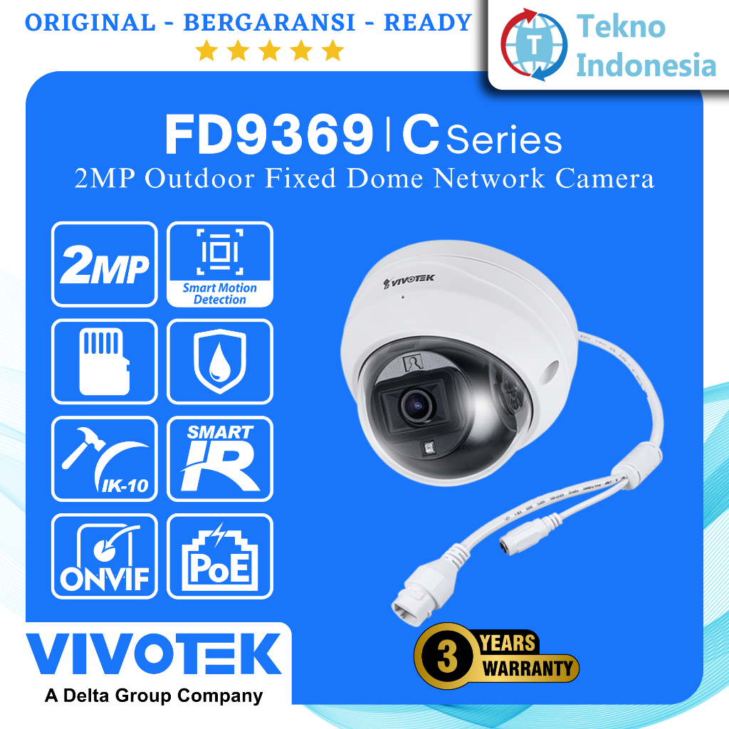 Tekno Indonesia - Vivotek FD9369 2MP IP Camera Indoor H.265 2.8mm Built in mic