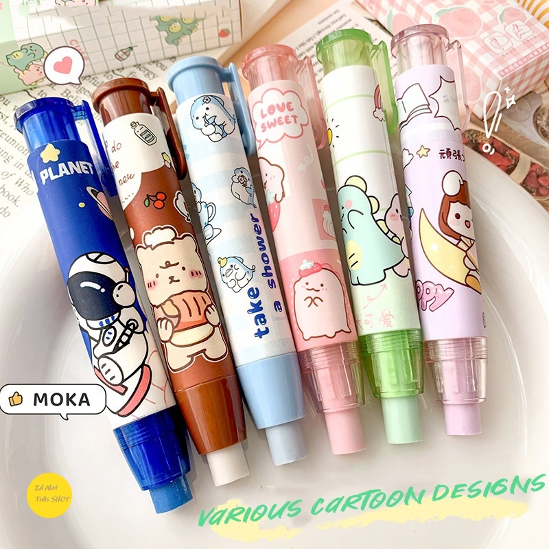 

Pulpen Penghapus Tarik Kreatif Kartun Lucu, Penghapus Tipe Dorong untuk Alat Sekolah Anak Eraser Cartoon Press Pen Modeling Koreksi Karet Alat Tulis Sekolah / Retractable Cute Eraser Korean Style Penghapus Pensil