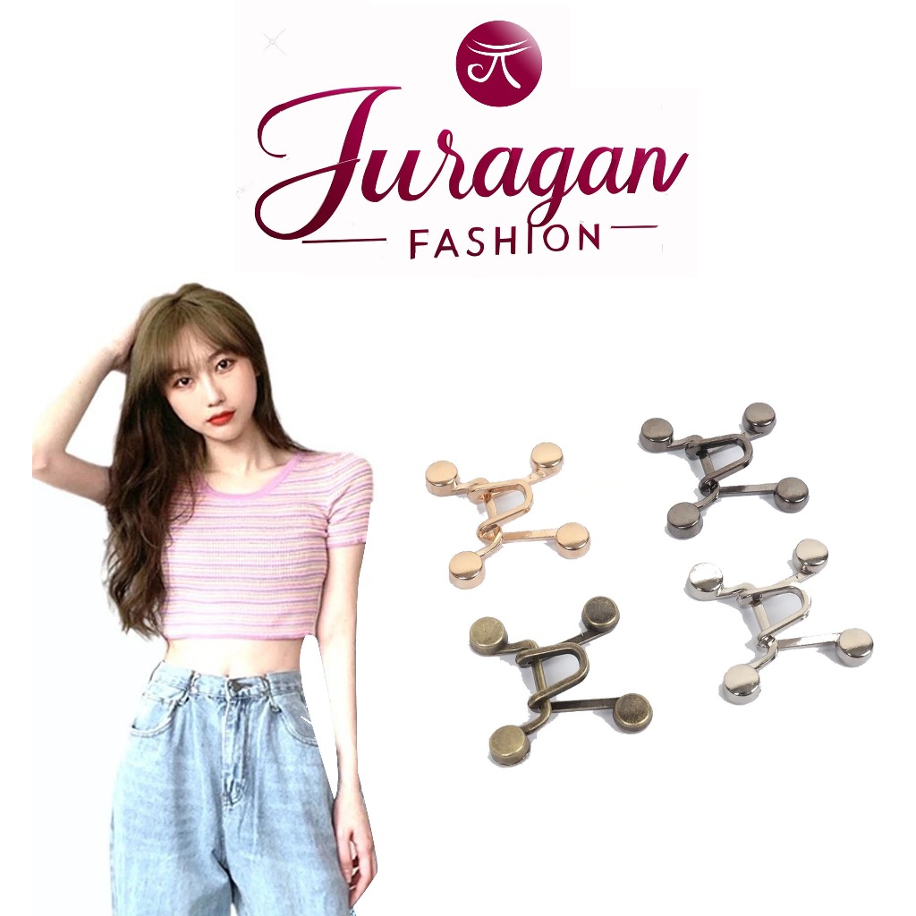 Kancing Jeans Besi Polos Kait Pengecil Lingkar Pinggang Celana Kancing Celana Jeans