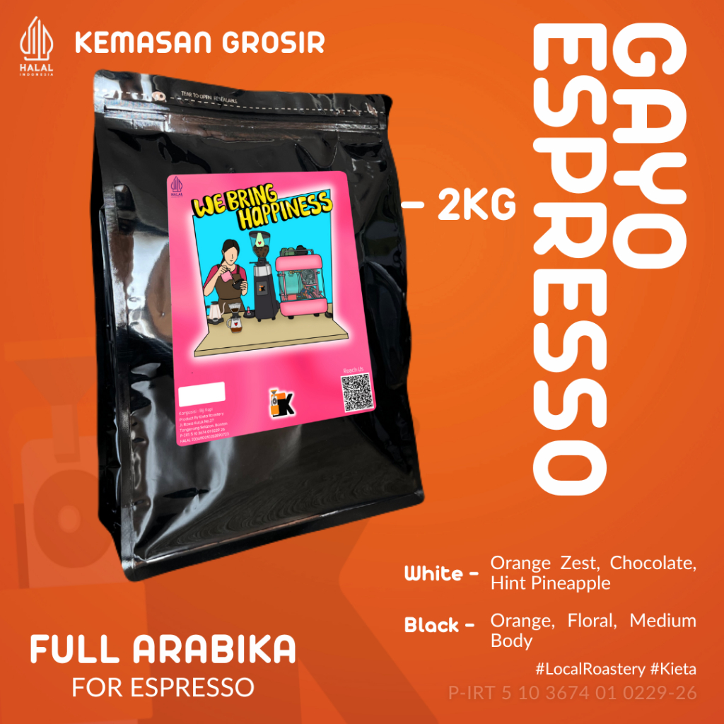 

Kieta Roastery - Biji Kopi Gayo Espresso 100% Arabika 2kg / Bubuk Arabica Roasted Coffee Bean