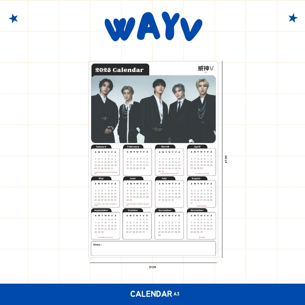 

2025 KALENDER WAYV KPOP + LAMINASI 2SISI IDOL BIAS KOREA MURAH UNOFFICIAL WAYZENNI KUN TEN WINWIN LUCAS XIAOJUN HENDERY YANGYANG READY STOCK !