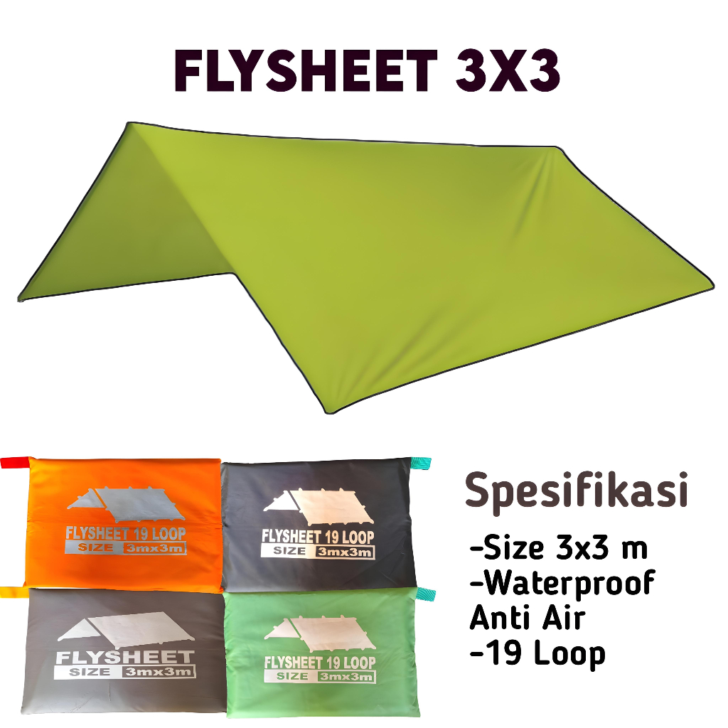 Flysheet 3x3 Meter 19 Loop Waterproof Ultralight Multifungsi