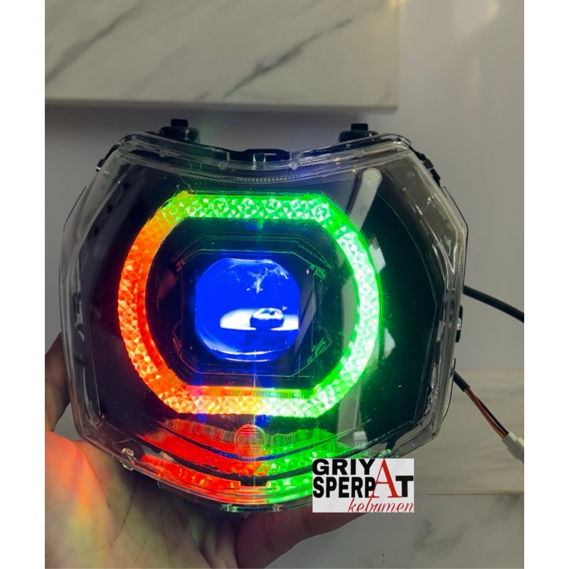 Lampu depan Vega force fi injeksi costome biled billed matrix x1 RGB ganti warna suka suka