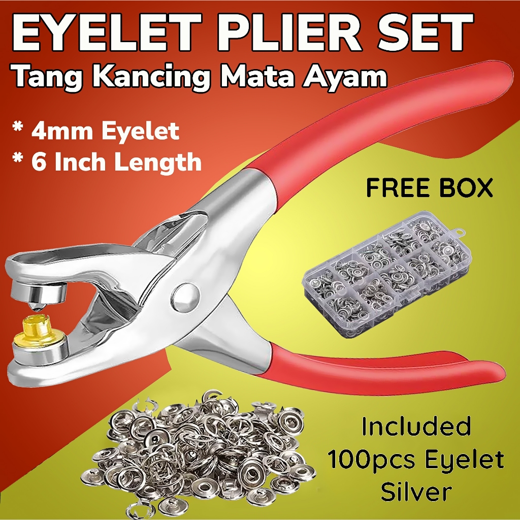 OK Tang Kancing Mata Ayam Alat Pasang Press Jepret Cetet Pengencang Eyelet Sabuk Ban Pinggang Tas