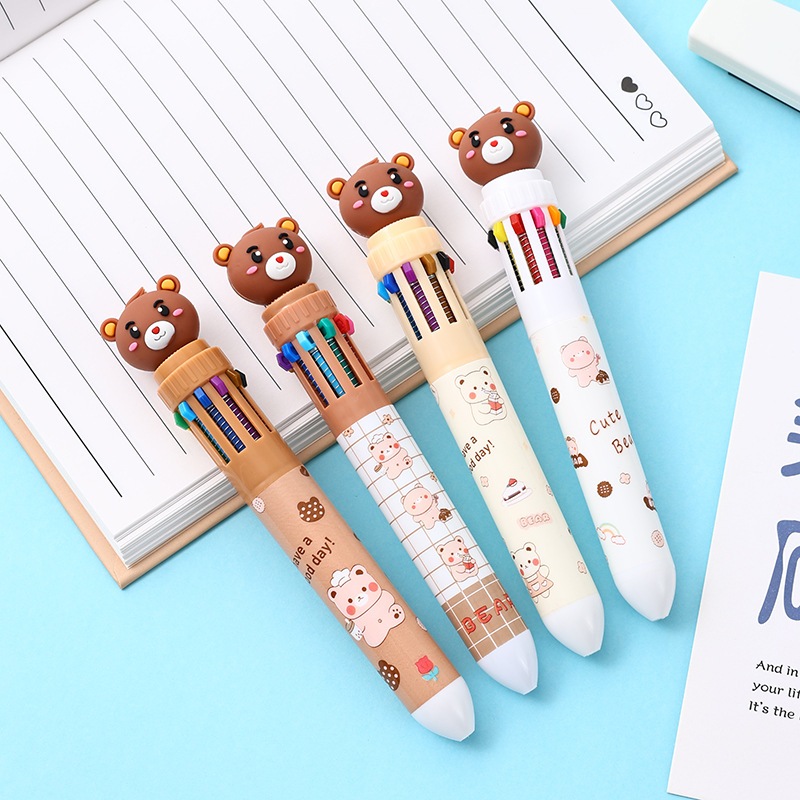 

Pulpen 10 Warna Motif Beruang Lucu/ Bolpoin 10 Warna Motif Teddy Bear