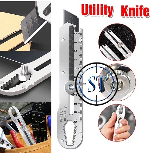 

Pisau Cutter Stainless Multifungsi Anti karat Slinding Knife Cutting Tool Alat Pemotong Kertas Serba Guna