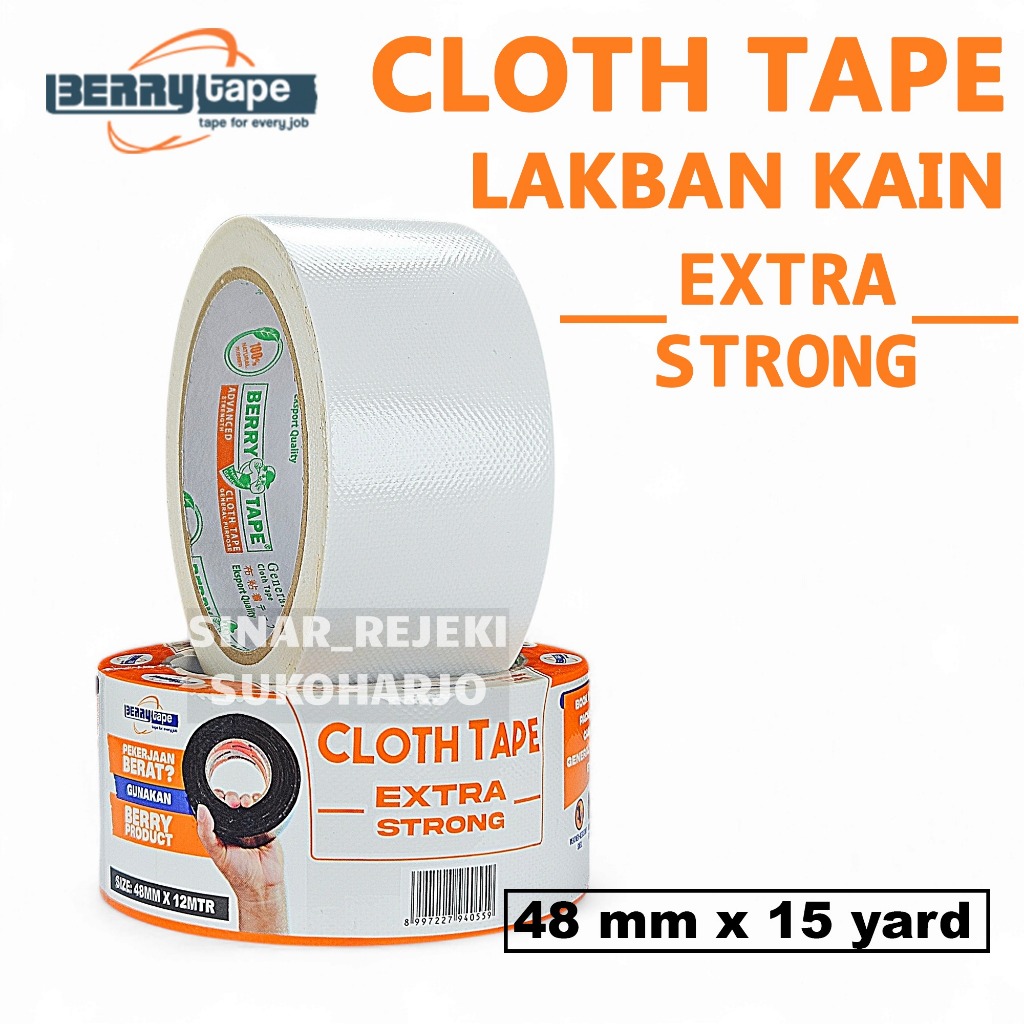 Berry Tape Cloth Tape Lakban Jilid Lakban Kain 48 mm x 12 m Putih