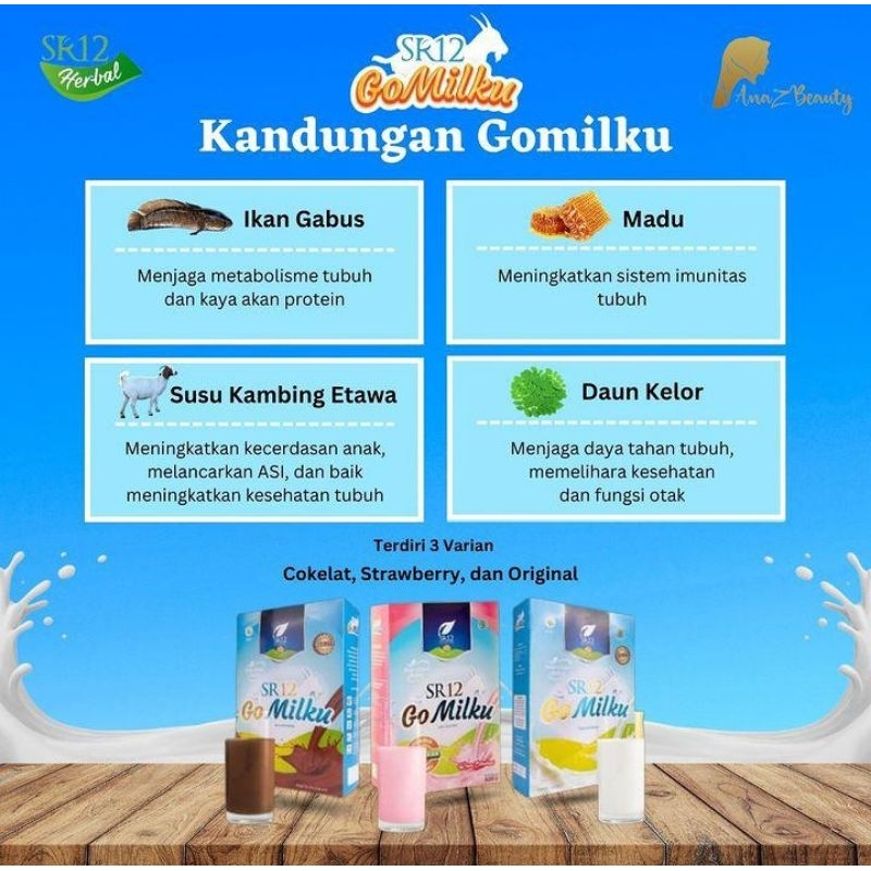 

Gomilku SR12-susu kambing Etawa premium (All variant Rasa)200gr-600gr Bpom