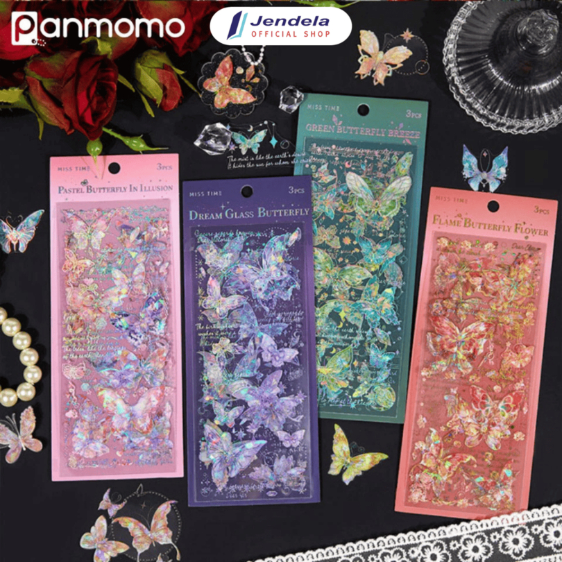 

Sticker Aesthetic PANMOMO Shell Light Butterfly Sticker Lucu Stiker Kupu Kupu Untuk Dekorasi Scrapbook ATK