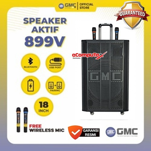 SPEAKER  GMC 899V 18" INCH PORTABLE GMC 899 V BLUETOOTH  3 WAY MIC WIRELESS  UHF - GARANSI RESMI...