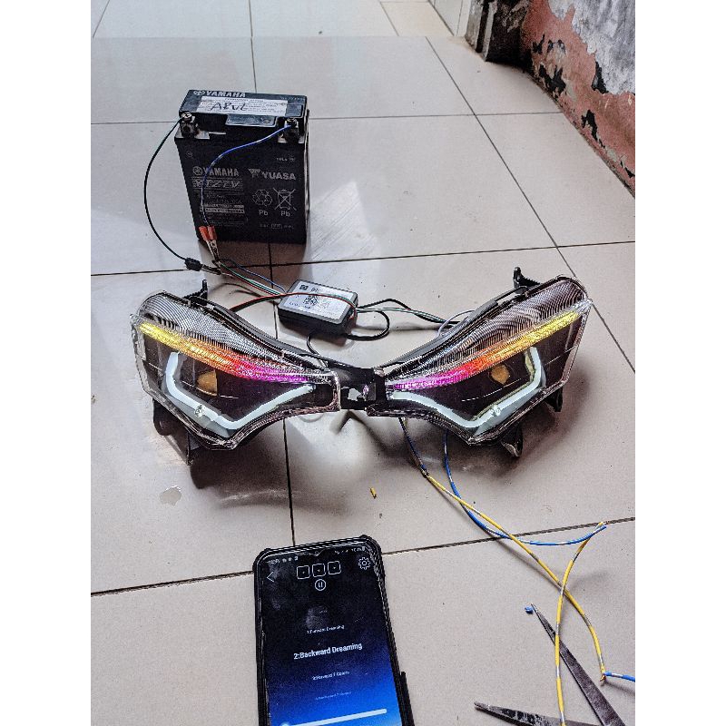 costume sein drl alis,lampu alis supra x125 Batman RGB HP (MODEL BARU)