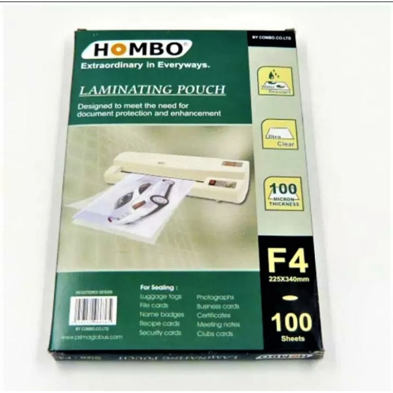 

HOMBO Laminating Pouch F4 225x340mm (100sheets) #Laminating Film F4