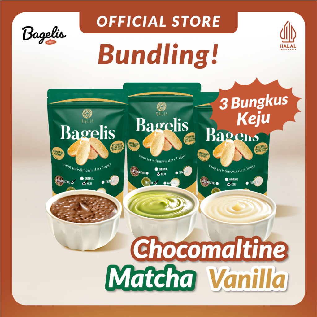 

Paket 3 Bungkus | Bagelis Keju Cocol Chocomaltine Matcha Vanilla | Roti Kering Bagelen Bagelan