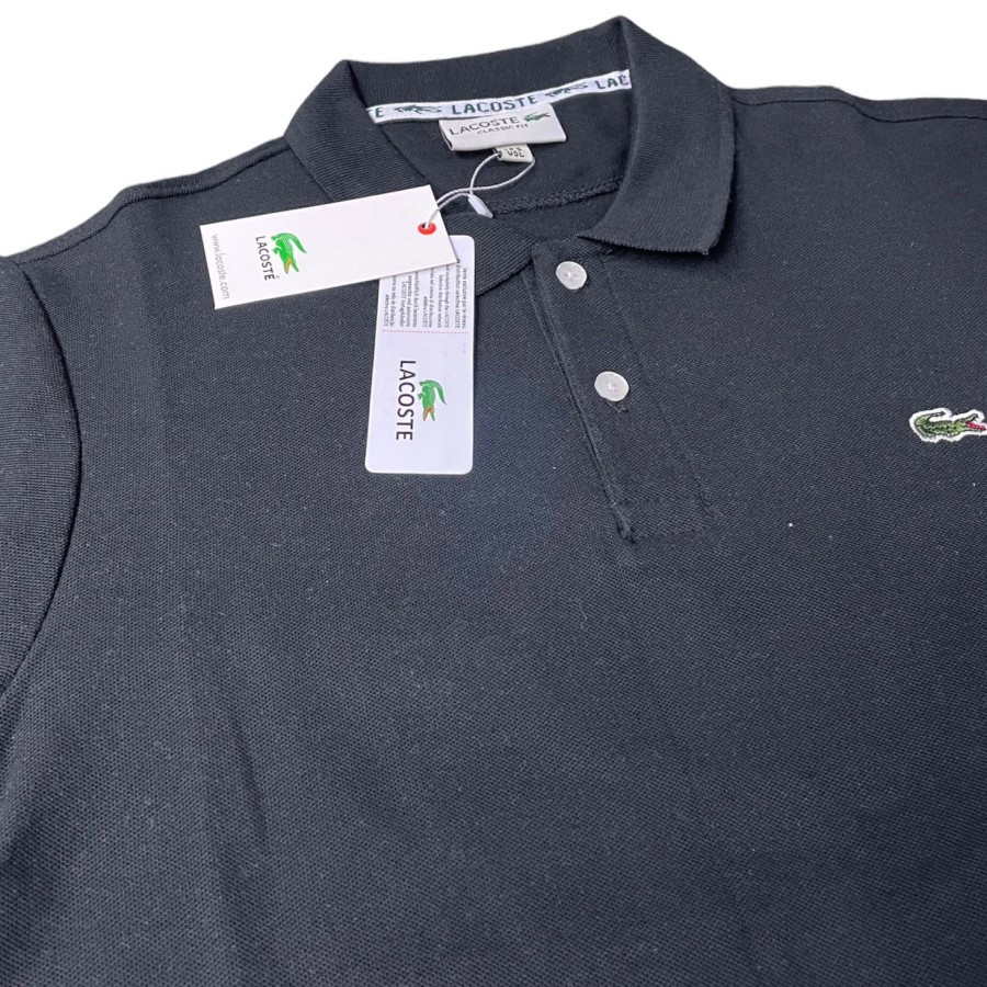 Kaos Lengan Pendek Polo Lacoste Hitam Premium