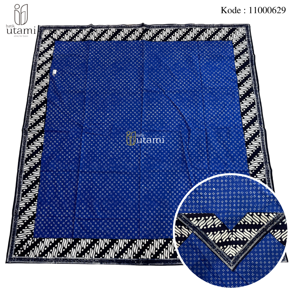 BAHAN IKET UDENG BLANGKON 629 MOTIF TLITIK KLITIK LERENG MRUTU SEWU BIRU
