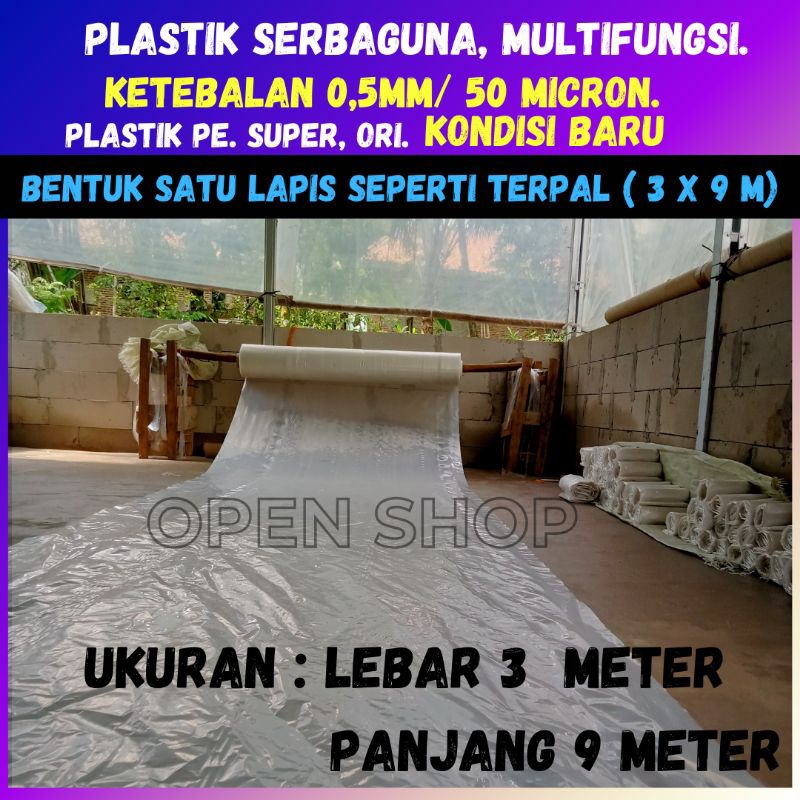 3x9 M. Plastik Serbaguna. Penutup Pelindung Pembungkus furniture, AtapGreen House Peternak Pertanian