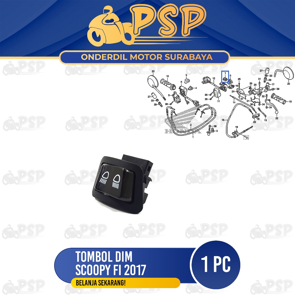Tombol Dim Scoopy Fi 2017 - Saklar Sakelar Switch Dimmer Jauh Dekat Honda Scoopy eSP Fi 2017 - 2020