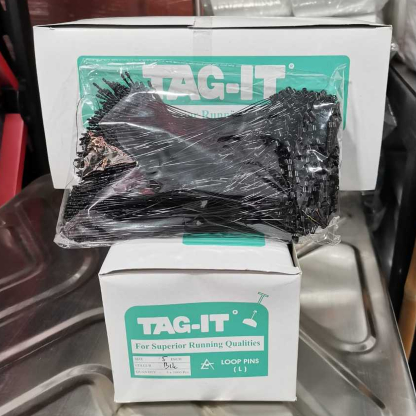 Tag-It Tali Hangtag Hitam/Gantungan Label/Labeling Baju Loop Pin/Lock String Pin Plastik