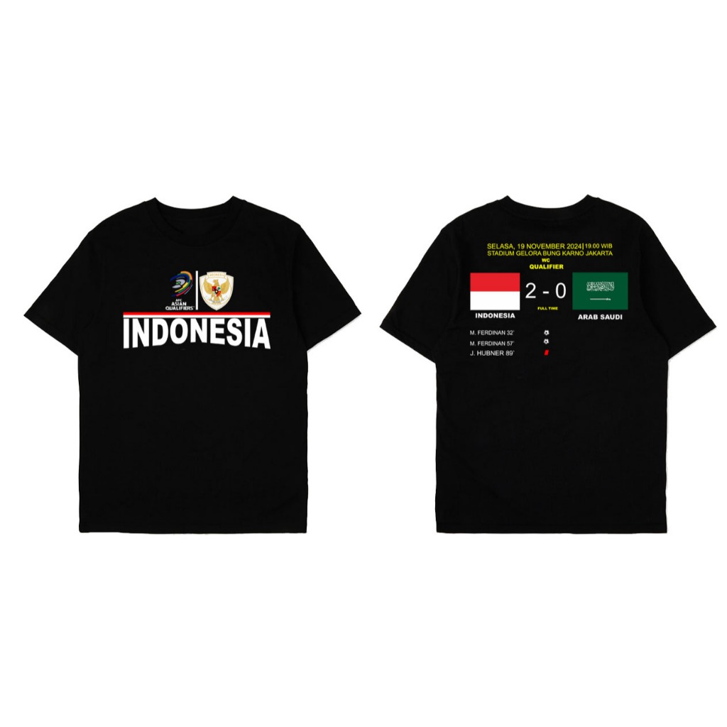 KAOS LENGAN PENDEK DAN PANJANG VIRAL BAHAN PREMIUM TIMNAS INDONESIA MENANG 2-0 VS ARAB SAUDI DTF PRI